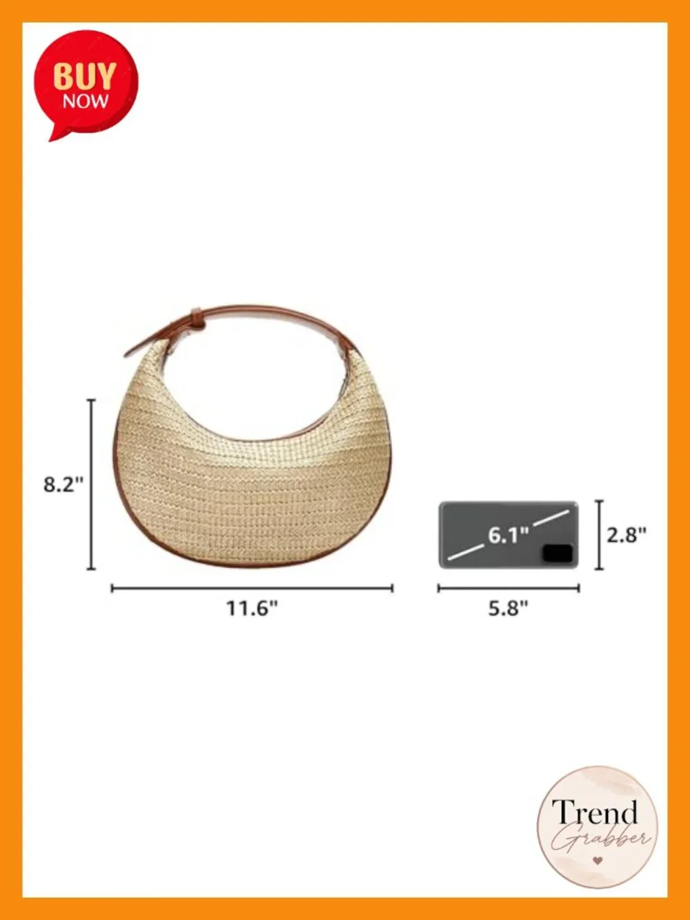 Handwoven Straw Crossbody Bag Hobo Shoulder Purse with Adjustable Strap